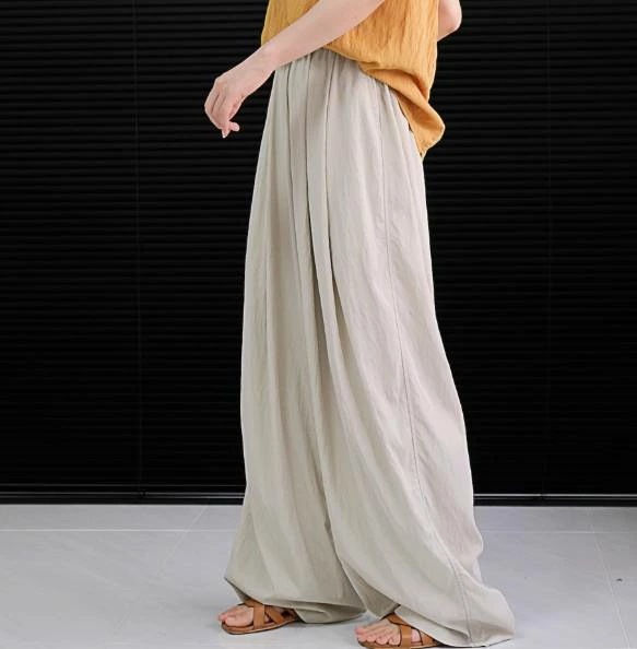 営业促进 レディース パンツ ボトムス ロングパンツ ワイドパンツ ロング ワイド ポケット ウエストゴム かわいい シンプル カジュアル おしゃれ かっこいい エスニック ラフ メンズライク ボーイ