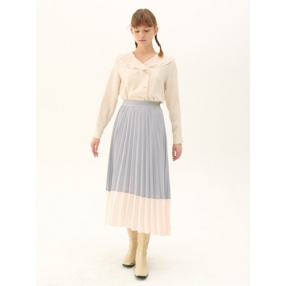 GANISONG (GANISONG) プリーツレイヤードロングスカート_ライトパープル