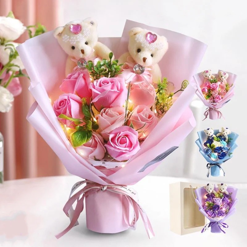 造花 ソープフラワー インテリア 花束 高級 玄関 バラ ギフト 母の日 ボックス 香り付き プレゼント 卒業式 ブーケ くま30%までに制限