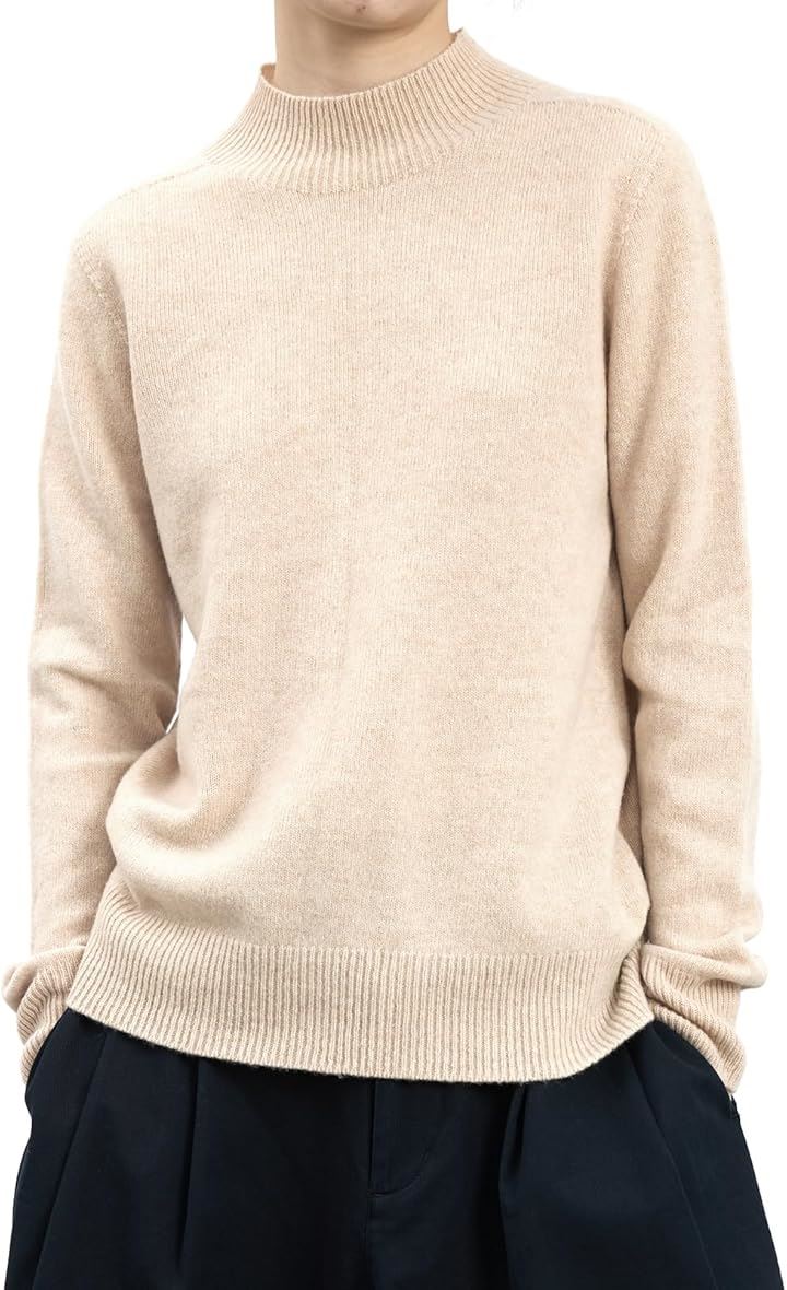 レディース ニット ハイネック 長袖 メリノウール ウール100％ シンプル 無地 普段使い 秋 冬 JP アルファベット(クリーム, S) 5,129円