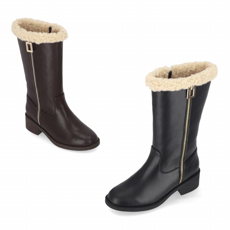 [シークレット特価] マッツ 女性 ジッパーディテール ファー ハーフブーツ 4.5cm LCWH23M34V