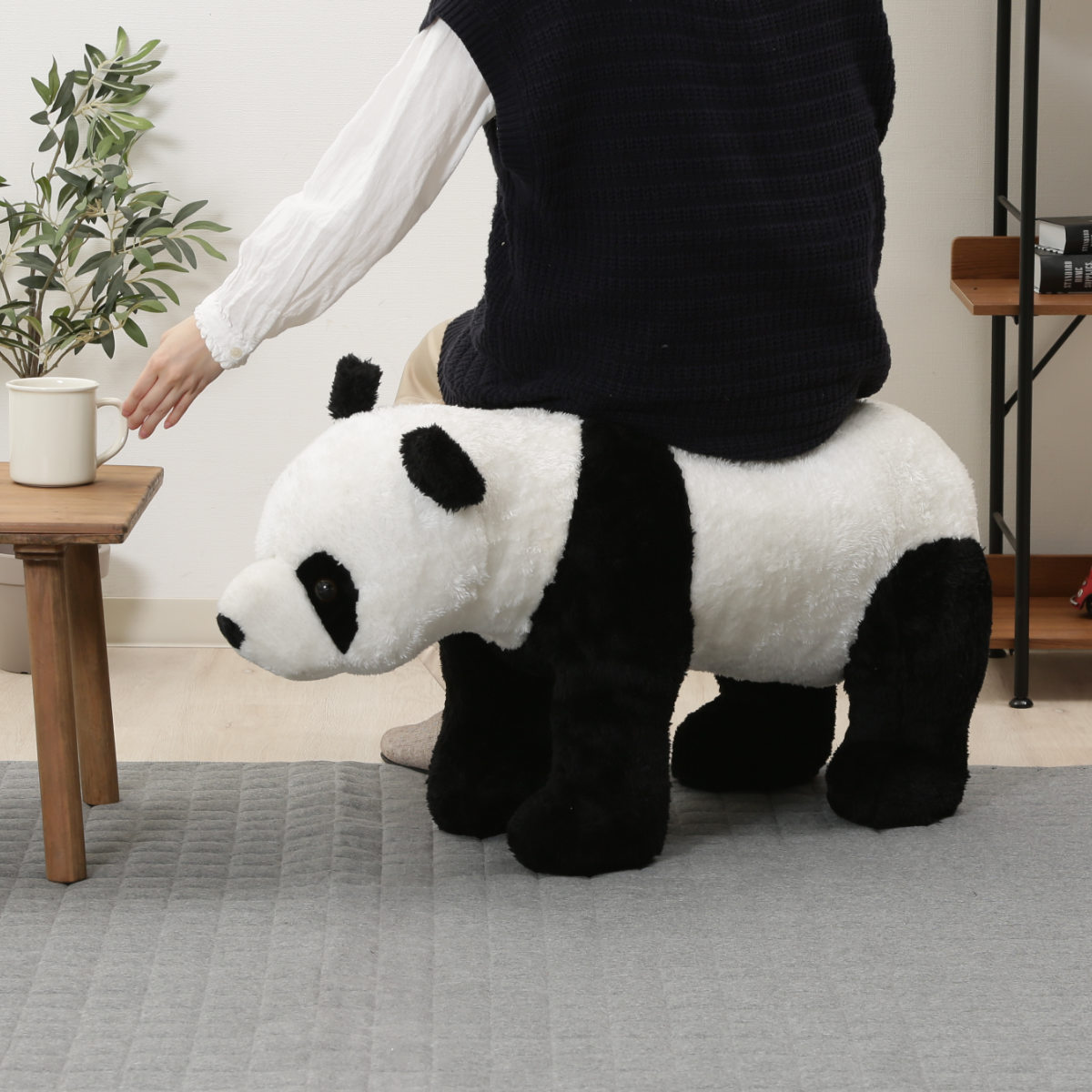 アニマルスツール パンダ 幅35x奥行90x高さ53cm スツール 動物 椅子 キッズ イス チェア オットマン キッズチェア 丈夫 安心 座れる 乗れる ぬいぐるみ インテリア