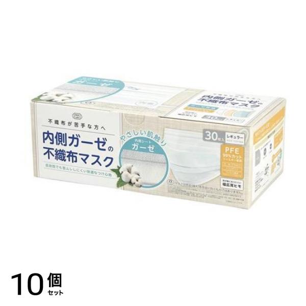 富士 内側ガーゼの不織布マスク レギュラーサイズ 30枚 10個セット