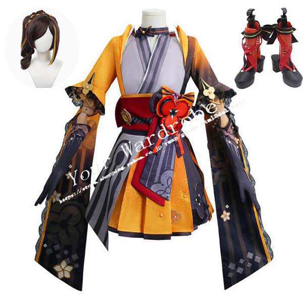 「急速出荷」最低価!格!原神 げんしん genshin 千織 ちおり Chiori コスプレ衣装 ウィッグ 靴 cosplay ハロウィン 演出服 変装