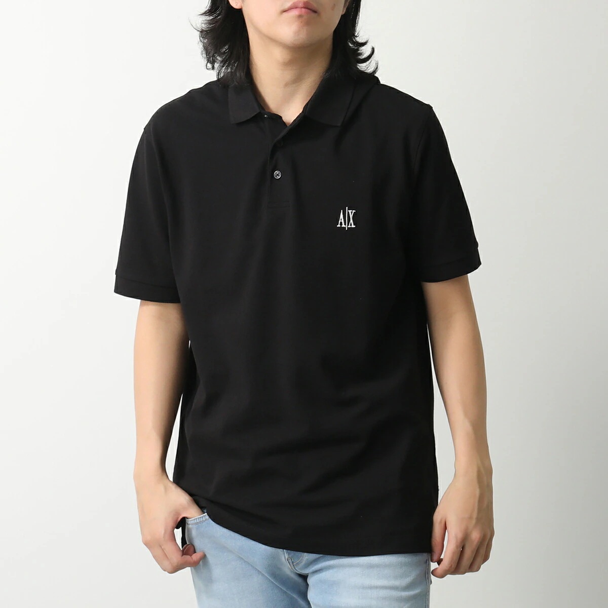 ARMANI EXCHANGE A/X アルマーニ エクスチェンジ ポロシャツ XM000367 AF13022 メンズ 半袖 ロゴ 刺繍 UC001 BLACK