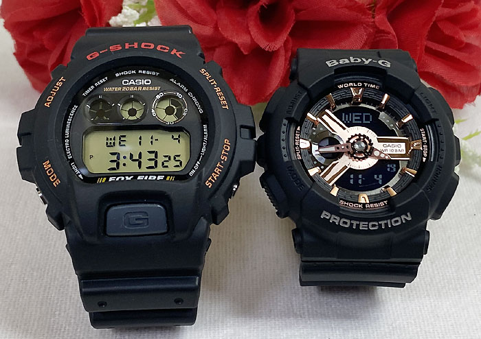 恋人たちのGショック ペアウオッチ G-SHOCK BABY-G ペア腕時計 カシオ 2本セット DW-6900B-9 BA-110RG-1AJF プレゼント ギフト 人気 婚約　夫婦 高級