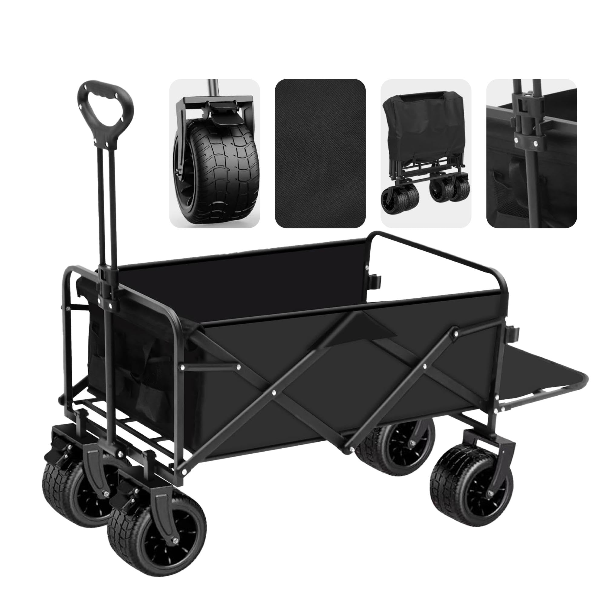 【2026強化版 後部展開可】キャリーワゴン 大容量230L 耐荷重250KG アウトドアワゴン キャリーカート キャンプカート 長物対応 取り外し可能 大型 折りたたみ キャンプ用品 荷物運び 軽量