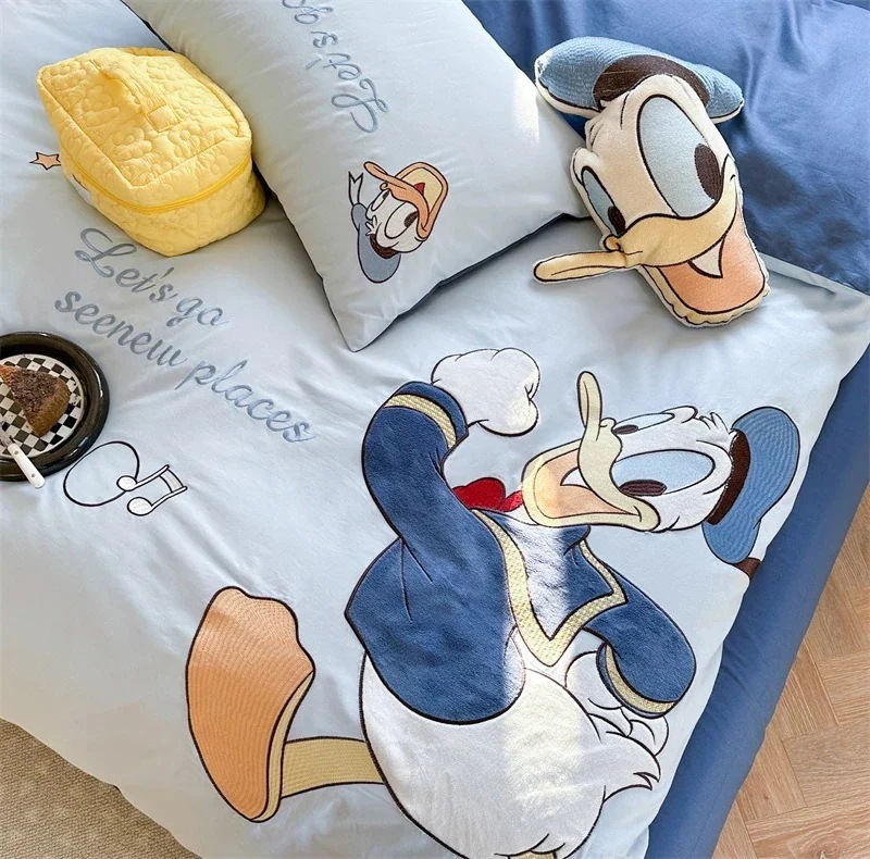 【急速出荷!】肌に優しい子供用裸寝シーツコットン掛け布団カバー子供用ホームテキスタイル寝具のかわいいコットン4点セット