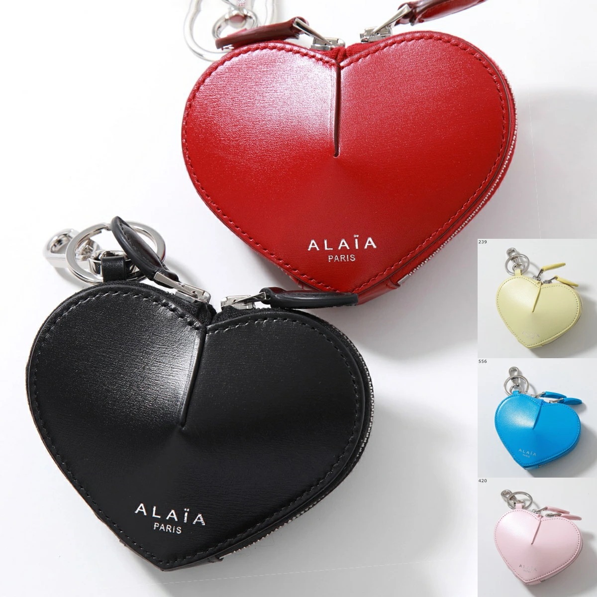 ALAIA アライア コインケース LE COEUR MINI AA1P040C0Y75 レディース レザー ハート ミニパーツ 小物入れ キーリング バッグチャーム カラー5色