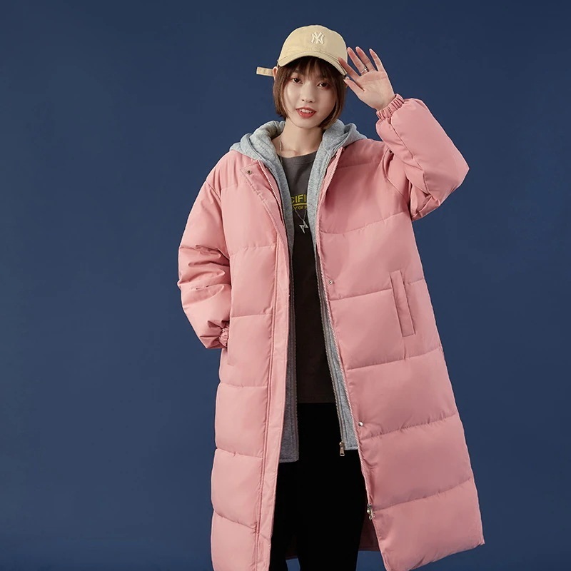 フェイクツーピース厚みのあるミッドレングスのカップルの親友ダウンジャケット女性のための24インジャケット