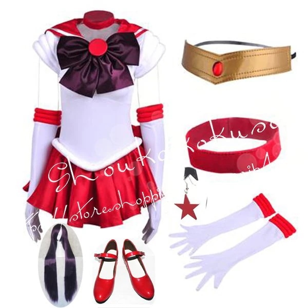 子供用大人用美少女戦士セーラームーン風火野レイセーラー服コスプレ衣装cosplayウィ ッグ靴コスチ