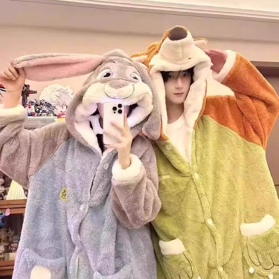 部屋着 【人気商品】着ぐるみパジャマ コスプレ 大人 警察 ポリス ルームウェア クレイジーアニマルシティニックフォックスパジャマ男秋冬ジュディキャラカップル親子珊瑚絨毯スリーパー女部屋着 4,212円