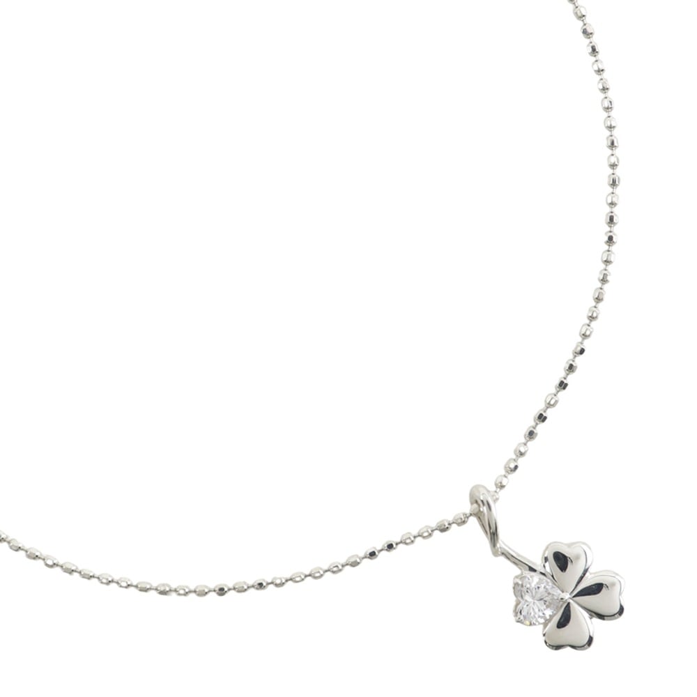 クローバー ネックレス シルバー ラインストーン 約4.7g レディース 中古品 A-ランク 9,900円