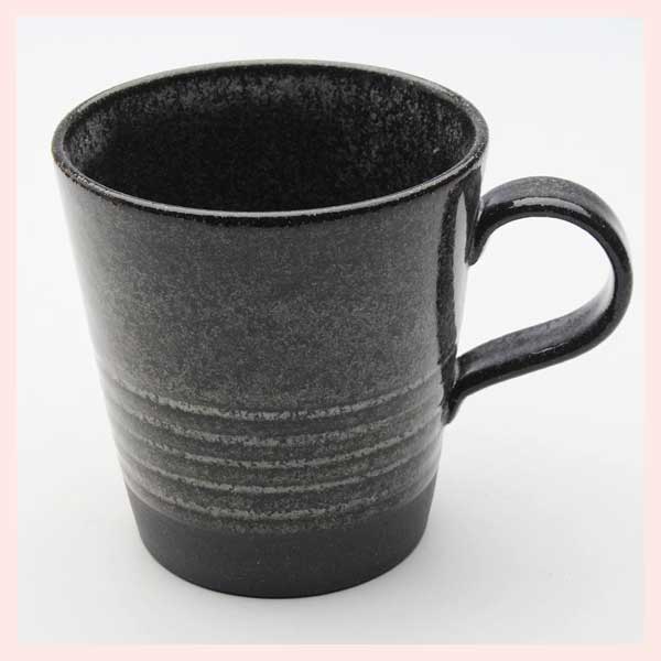 （３Ｐセット）美濃焼（磁器）　彫線紋のマグカップ／黒