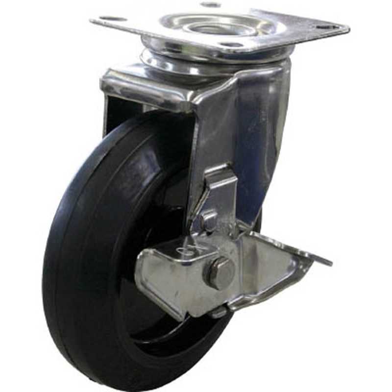 ユーエイキャスター　キャスターステンレス製自在車 150径ナイロンホイルゴム車輪　SUSNRJ2150