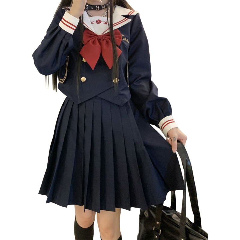 お嬢様風プリーツスカート女子高生制服 JK制服 可愛い衣装春服 レディース韓国ファッション