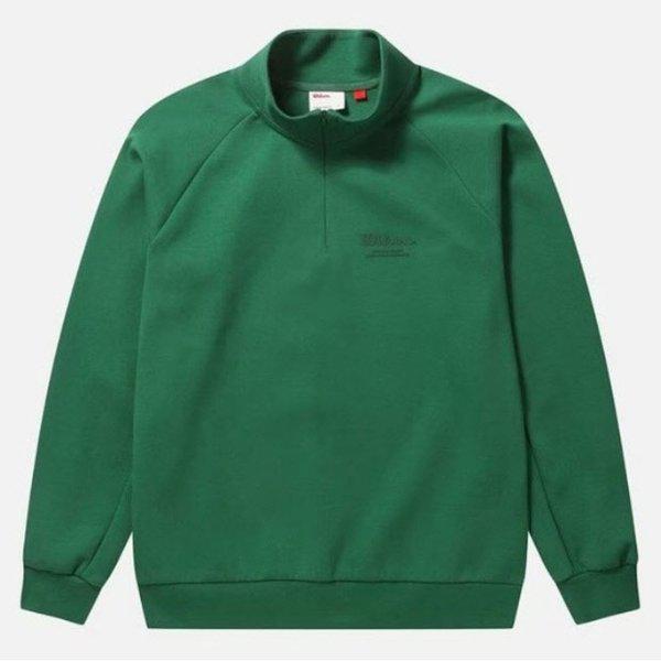 長袖Tシャツ LQC W243001LHT82-GRN 男性テックコットンハーフジップスウェットシャツ