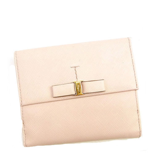 Wホック財布 二つ折り 財布 ヴァラリボン ピンク 中古
