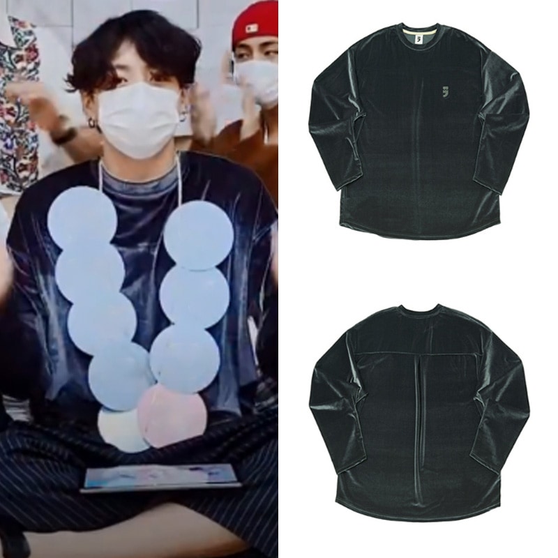 ジョングク着用 ☆DROP-SHOULDER VELVET TEE 男女兼用 人気 BTS ジョングク (Jungkook) 着用ちゃくよう] DROP-SHOULDER