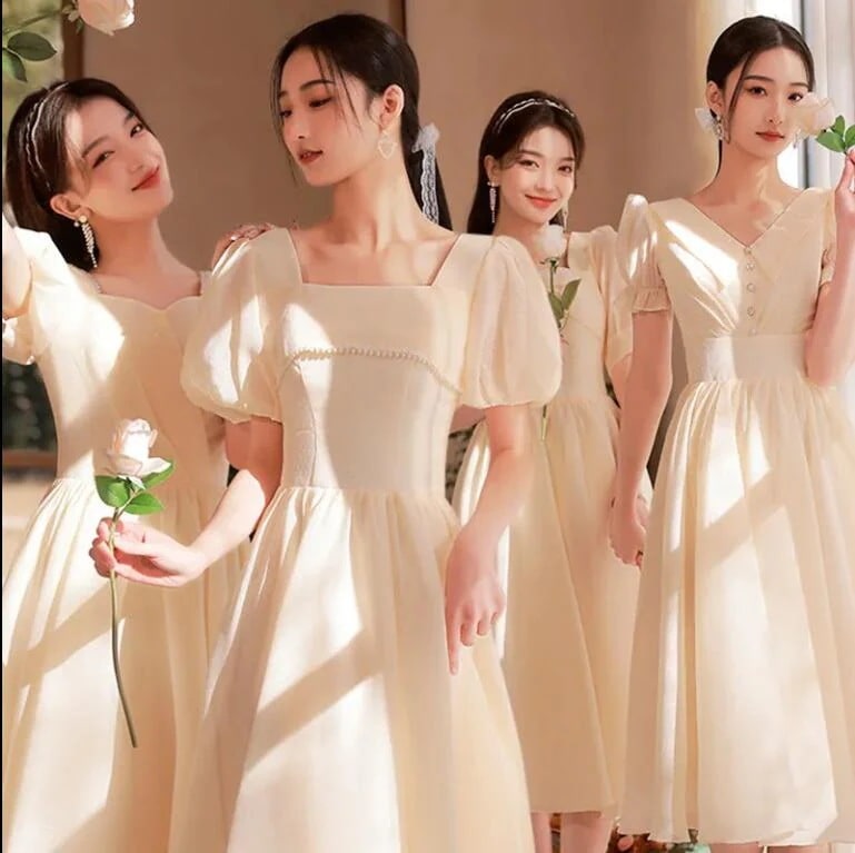 ドレス エレガント感成人式結婚式ドレス誕生日正式な場合演奏会 花嫁 司会パーティードレス一字肩側開深いVネック韓国ファッションワンピース
