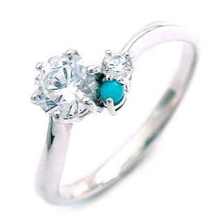 CanCam掲載( 12月誕生石 ) ターコイズ Pt ダイヤリング（婚約指輪エンゲージリング）楽ギフ_包装02P26Mar16