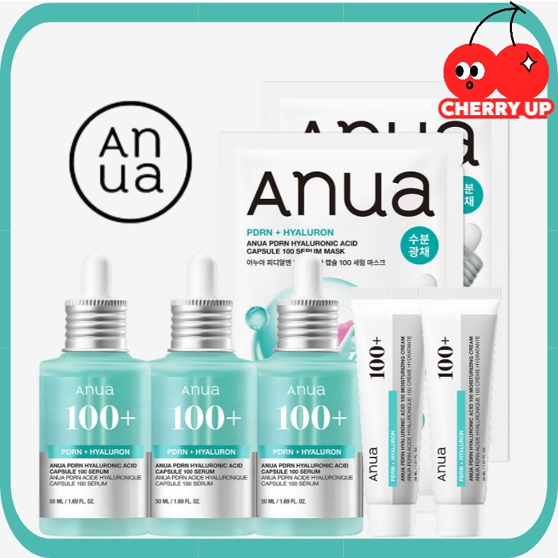 【大容量150ml企画商品】アヌア PDRN ヒアルロン酸 セットカプセルセラム 50ml×3本 + クリーム2個＋マスク2枚セットPDRNヒアルロン酸カプセル100セラムモイスチャライジングクリーム