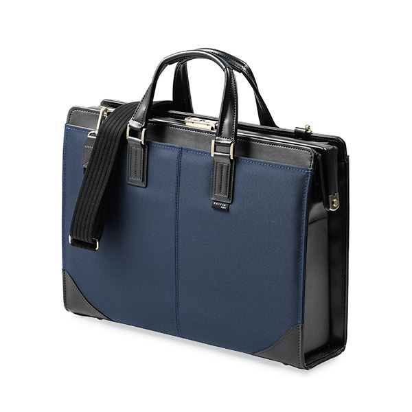 サンワダイレクト 日本製ビジネスバッグ(肩掛けショルダー対応鎧布生地ダレスバッグネイビー) 200-BAG164NV 1個