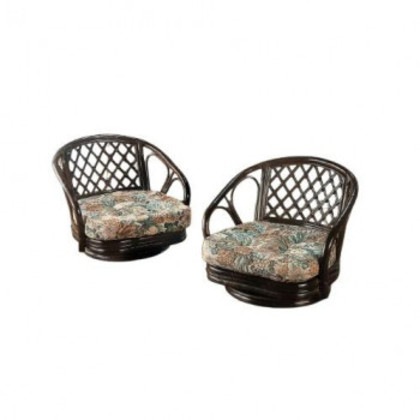 今枝商店 Romantic Rattan 籐回転座椅子2脚組 ロータイプ TK703