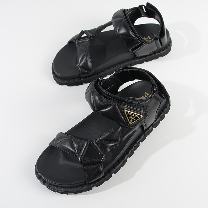 サンダル シューズ Nappa leather 1X433N 038 ブラック BLACK 黒 レザー トライアングルロゴ カジュアル モード ワンポイント 人気