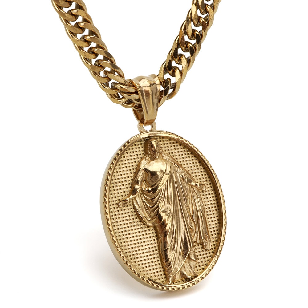 ステンレス メダイネックレス ダブル喜平 [n1030]