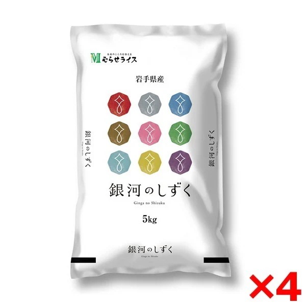 令和七年度産 岩手県産 銀河のしずく 20kg(5kg×4) メーカー直送