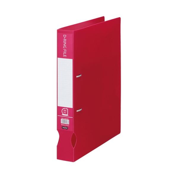 （まとめ）TANOSEE Dリングファイル（再生PP表紙）A4タテ 2穴 300枚収容 背幅43mm バーガンディ 1セット（10冊）2セット