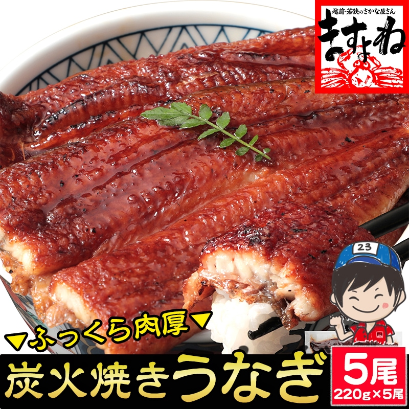 【家計応援セール】 本格 炭火焼き わが家のうなぎ蒲焼 220g×5尾 計1kg越えの1.1kg タレ+山椒付 ISO認証 HACCP管理 中国産 【ギフトのし対応】