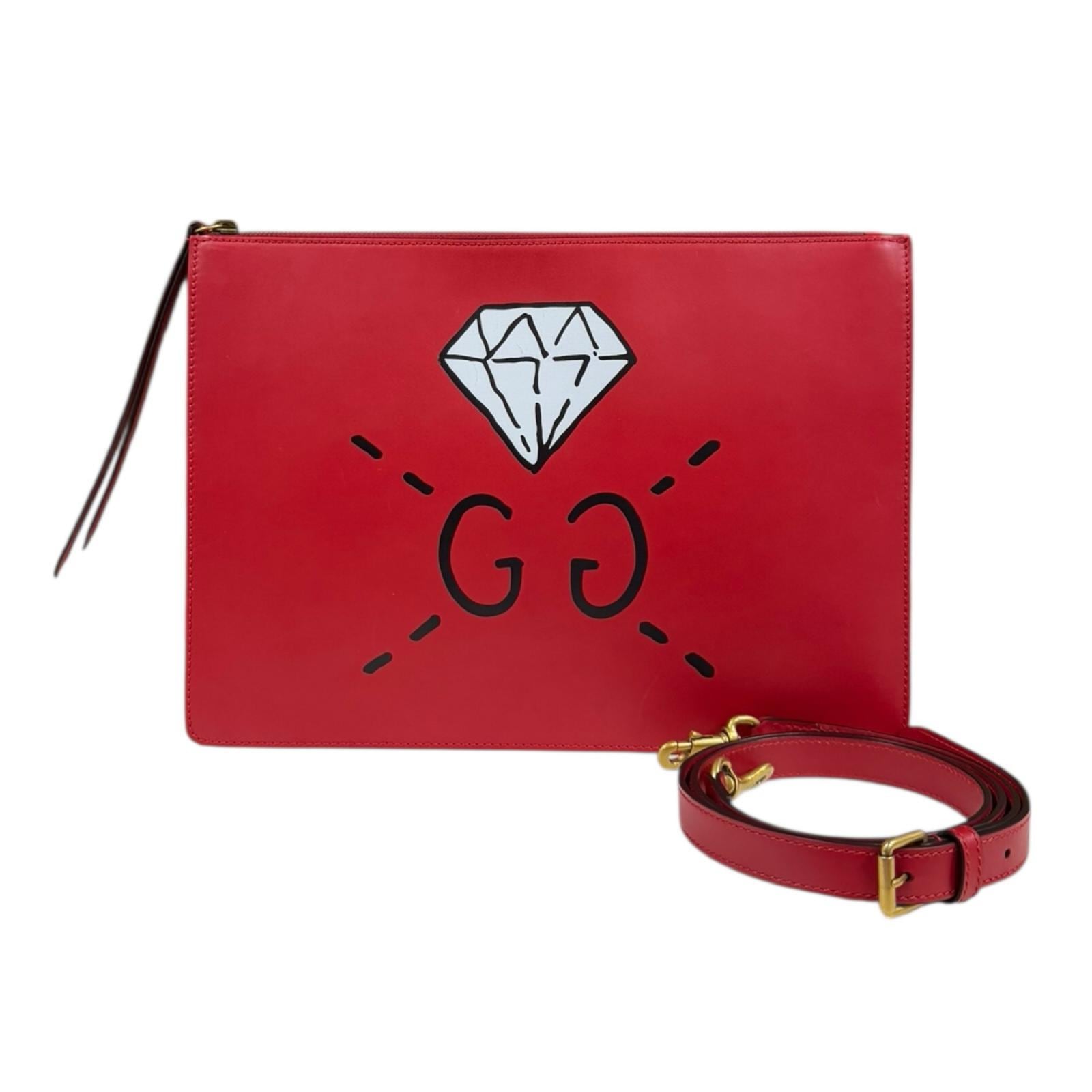 グッチ ゴースト ショルダーバッグ レザー 429004 レッド GUCCI 中古