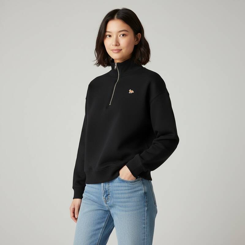 [カード決済で10%オフ]MAISON KITSUNE ベビーフォックス レディース ハーフジップアップスウェットシャツ PW00308KM0341 P199