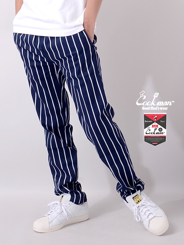 COOKMAN クックマン シェフパンツ バーテンダーパンツ メンズ レディース ユニセックス 男女兼用 Bartenders Pants Stripe スリムフィット 231-01865