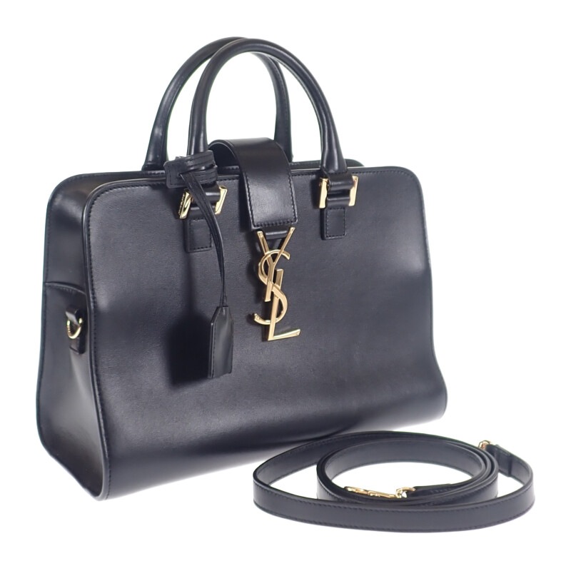 ベイビーカバス 568853_DV700_1000 2WAYバッグ ショルダーバッグ カーフ ブラック ゴールド金具 レディース【Aランク】