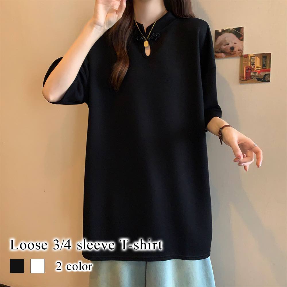 Tシャツ レディース ルーズ5分袖Tシャツ 涼しい 40代 スポーツ シャツ トレーナー カットソー かわいい 夏 コーデ カジュアル ロング ティーシャツ ゆったり 大人 おしゃれ 薄手 ブランド