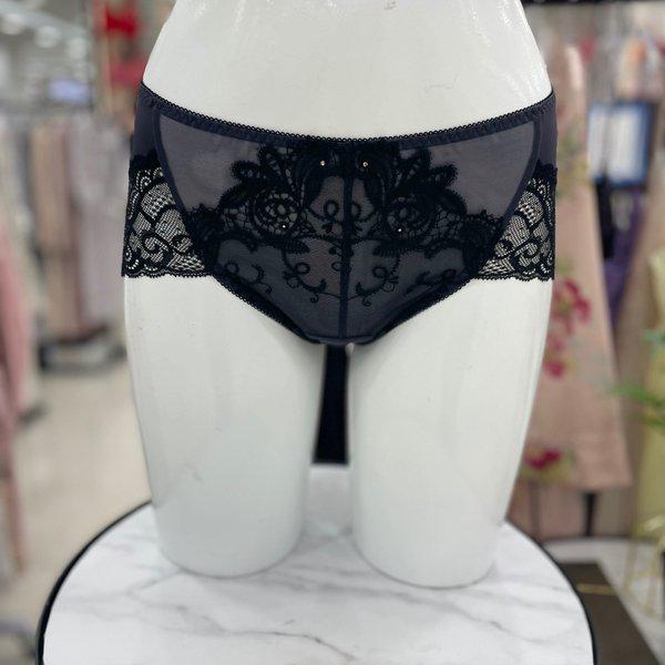 クチュールパッチ刺繍レースノーラインパンティー ブラック/BP984A BK