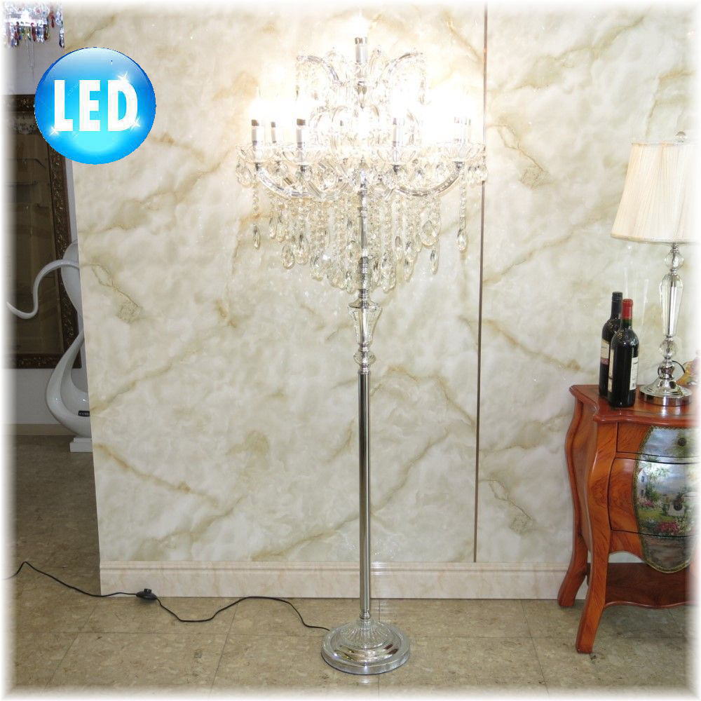 【LED付き！】新品 超豪華！ LED クリスタル フロアスタンド スタンドライト 9灯タイプ