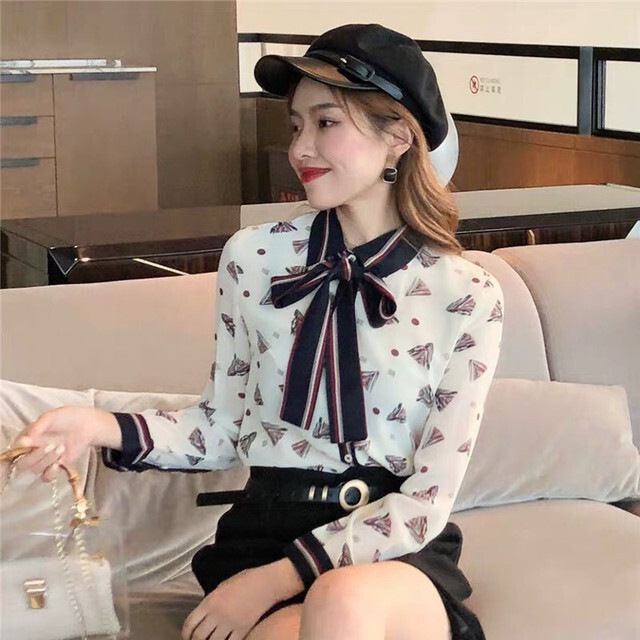 レトロ風 トップス シャツ ブラウス レディース 春 秋 かわいい 長袖 長袖 襟付き スリム タイト 細身 シフォン リボン ベージュ S M L XL 2XL ジャスト 大人可愛い きれいめ 大人