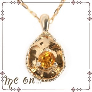me on... 雫の中に太陽の光を閉じ込めました K10イエローゴールド YG ティアドロップモチーフシトリンネックレス 発送目安：２３週間