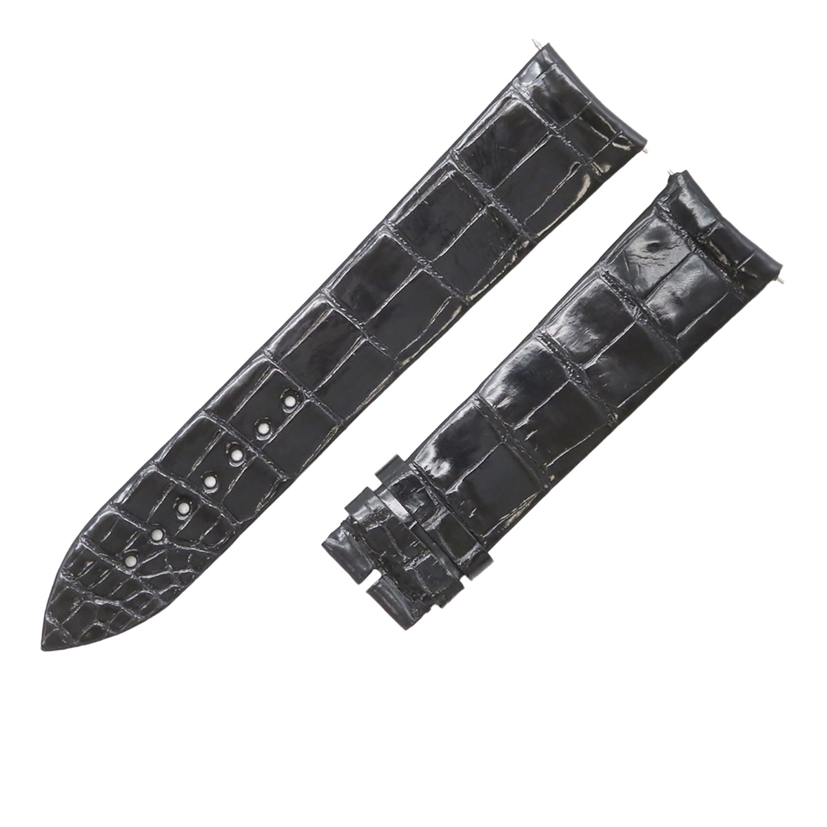 ラウンド 7002/7008用 クロコバンド メンズ 未使用 純正 ベルト ロング シャイニー 22mm ブラック 黒 3年保証