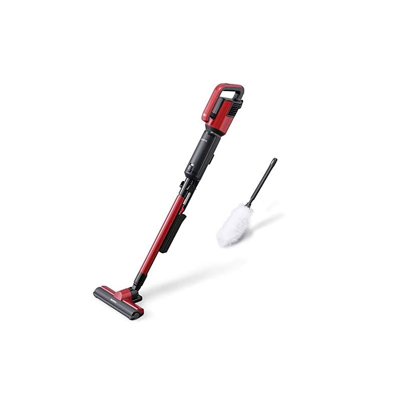 【即納】掃除機 静電モップ付き アイリスオーヤマ 極細軽量 スティッククリーナー 2Way 立てかけ収納 レッド IC-SBA6-R