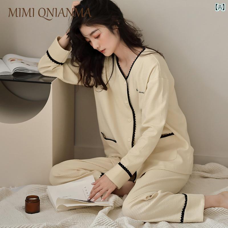 レディース　パジャマ　スウェット　上下 綿 パジャマ 女性春秋 長袖 小 香り スタイル 大きいサイズ シンプル 夏 薄手 ホーム 服