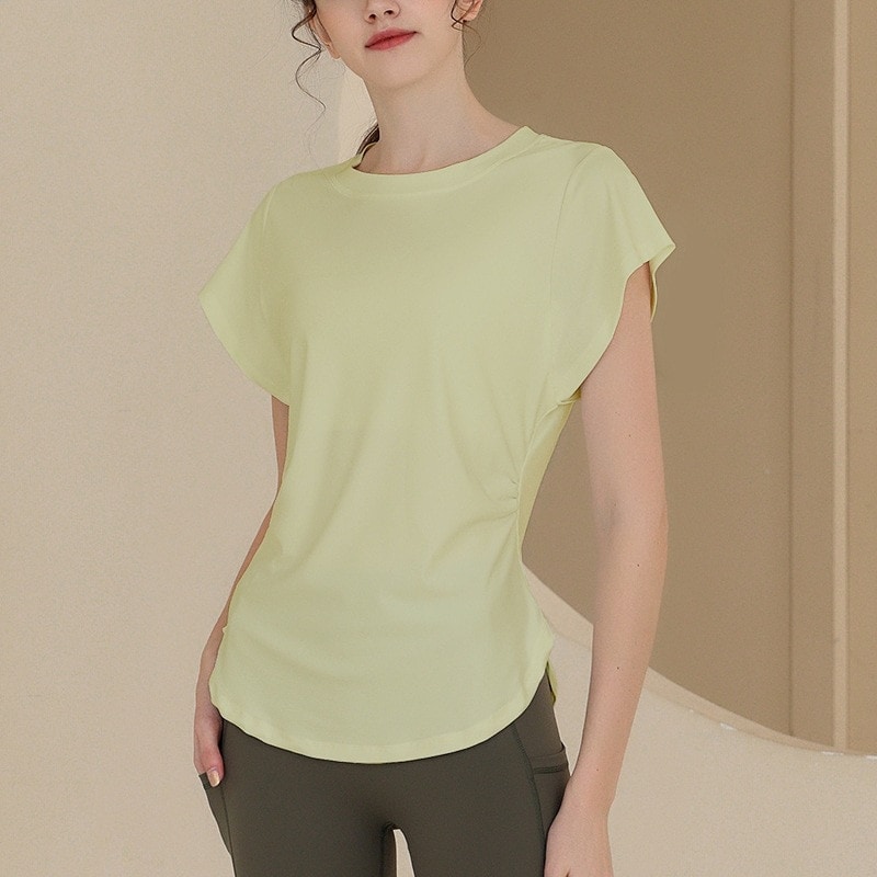 出荷が早い2025ストレッチの効いたヨガウェア！お家ヨガウェア 通気性 運動 半袖 Tシャツ ランニングトレーニング ブラウス で痩せるフィットネス 夏 トップス 韓国