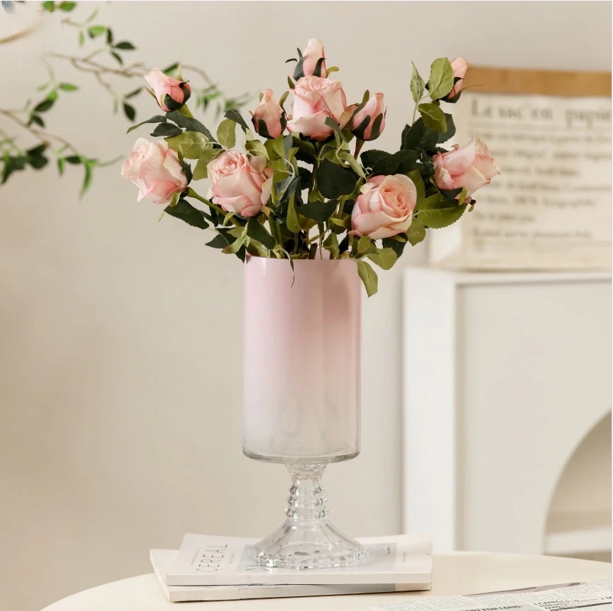 【20点セット】【送料無料】黒の高脚ガラス花瓶フランスレトロな生け花水培客間テーブル民宿模倣花置物