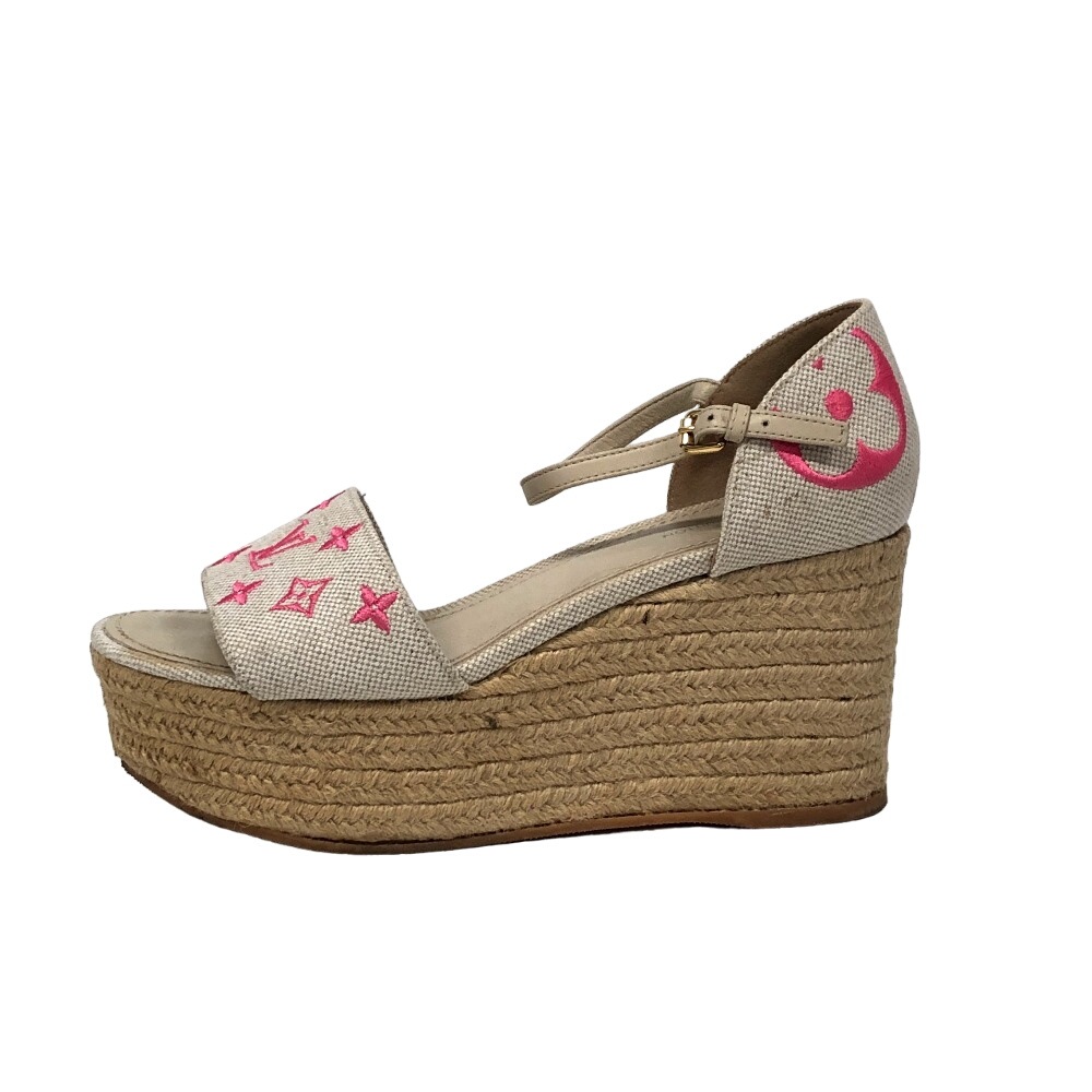 CL1210 スターボードライン ウェッジソール 20年 36 1/2 モノグラム キャンバス サンダル ホワイト レディース ブランド