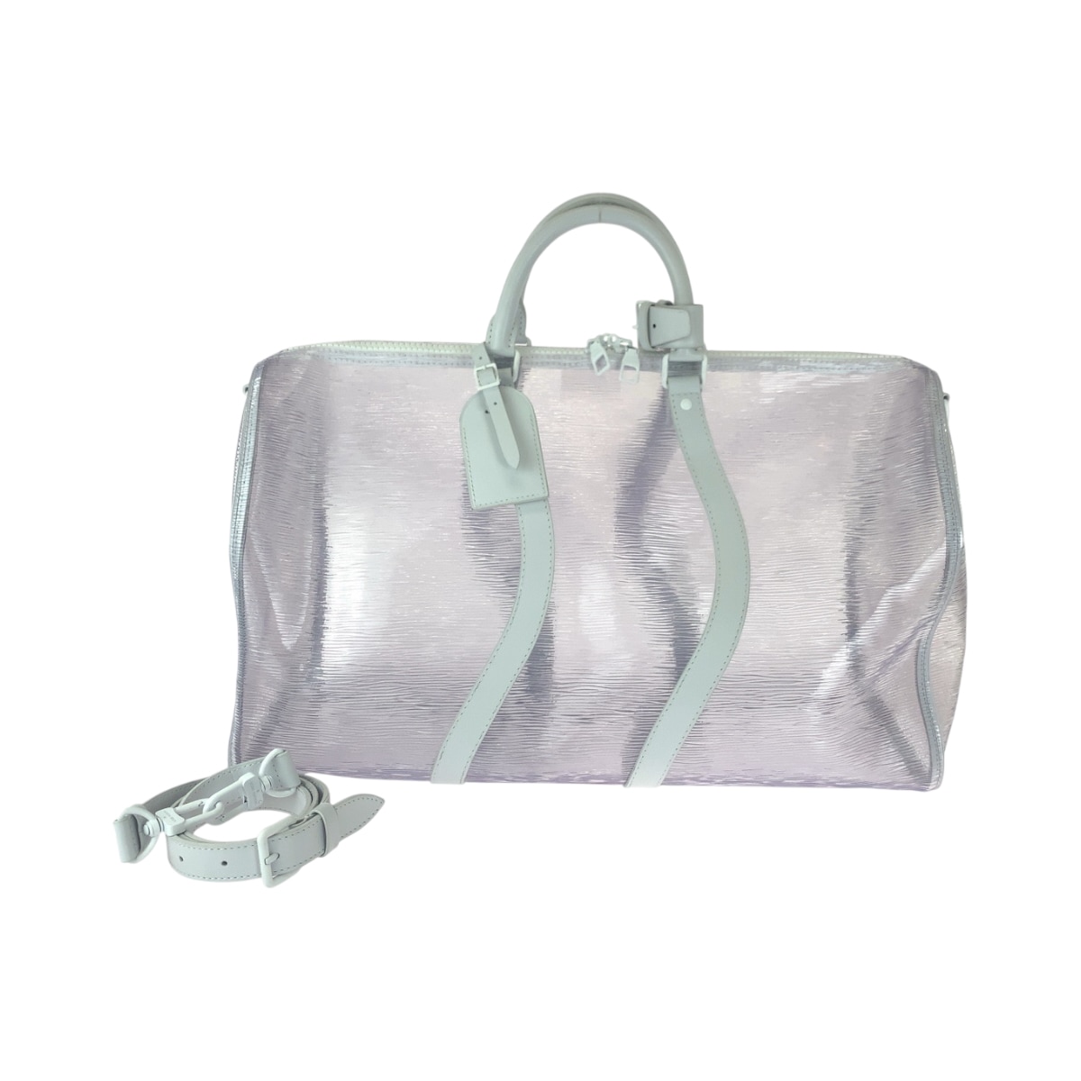 超美品 エピ プラージュ キーポル50 バンドリエール 男女兼用 クリア ホワイト金具 ビニール M55814 ボストンバッグ ショルダーバッグ メンズ 501487