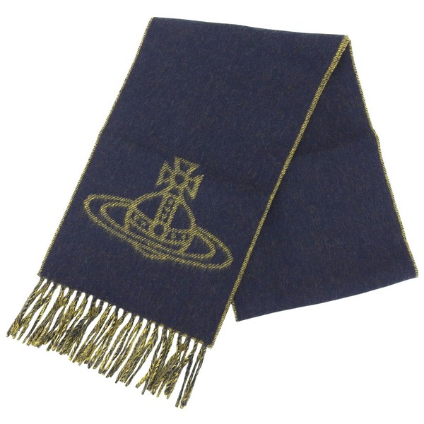 ヴィヴィアンウエストウッド マフラー レディース ウール ネイビーブルー SINGLE ORB DOUBLE FA 81030006W00ZHK409 VIVIENNE WESTWOOD